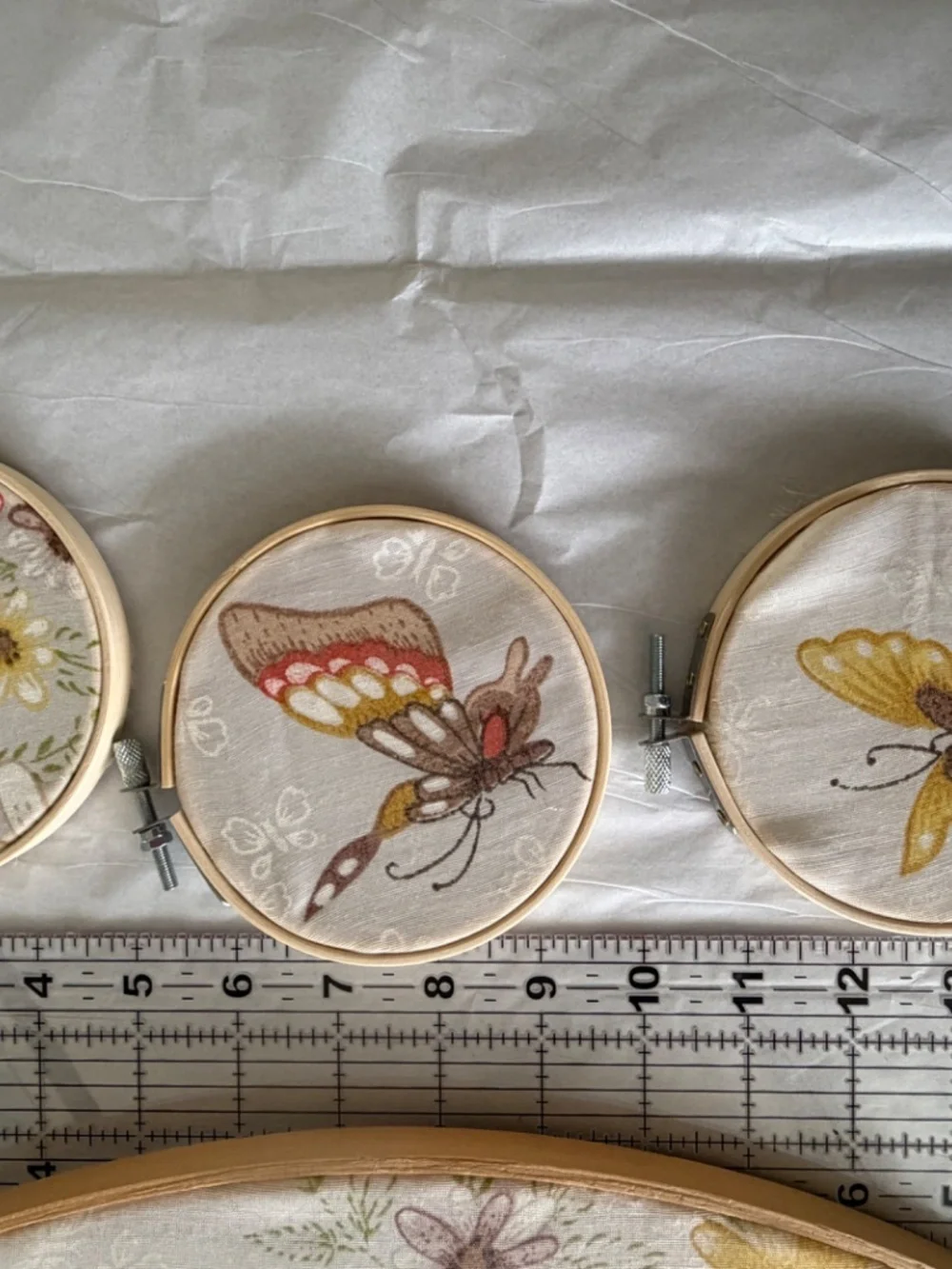 4 pc Vintage Wall Decor With Butterfly And Flower In Fabulous Orange And Greens